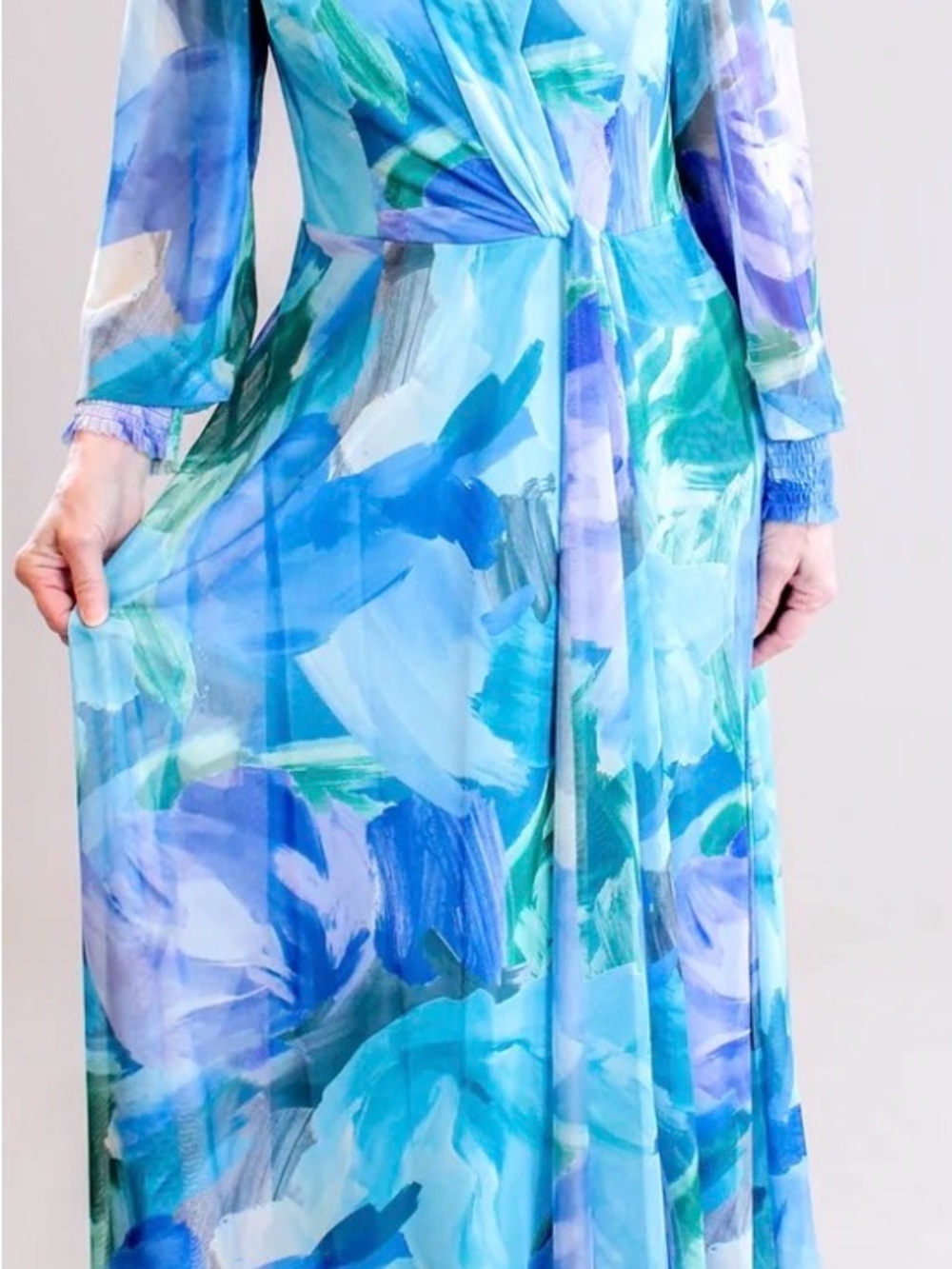Women’s Blue Floral Wrap Maxi Dress - London Times